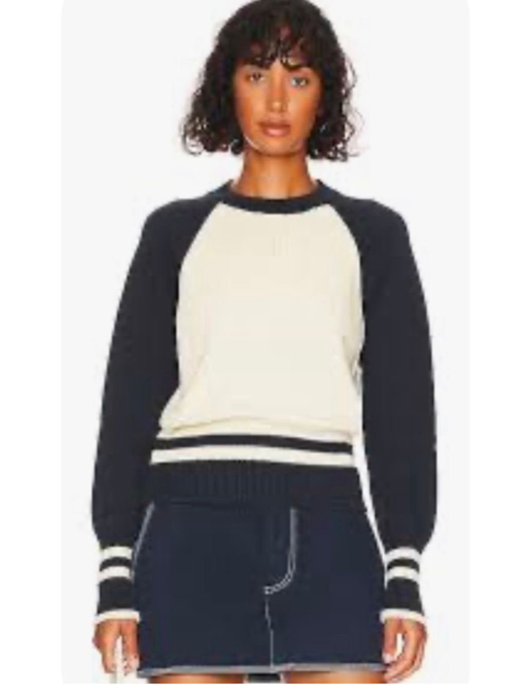 Women's Veronica Beard Ralie Pullover Sweater Size S Beige Navy Blue (Ink)